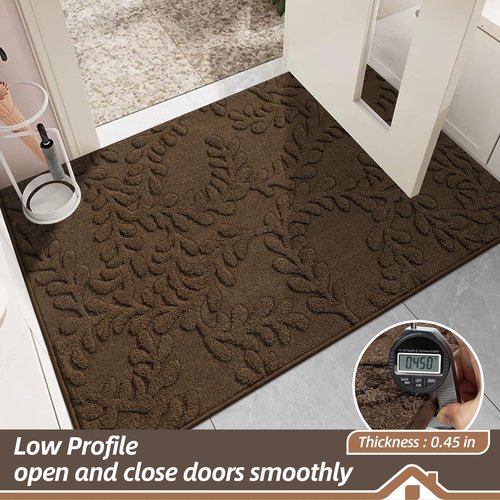 BEQHAUSE Door Mats 32”x48”, Dirt Trapper Doormats Indoor, Non-Slip Washable Entryway Rugs, Super Absorbent Welcome Mat for Front Door, Mud Shoes & Paws, Brown