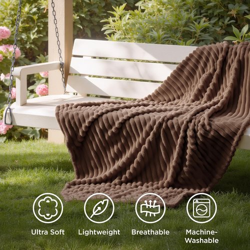 Bedsure GentleSoft Brown Fleece Blanket - Cozy 50x60 Inch Throw for Couch & Women’s Comfort