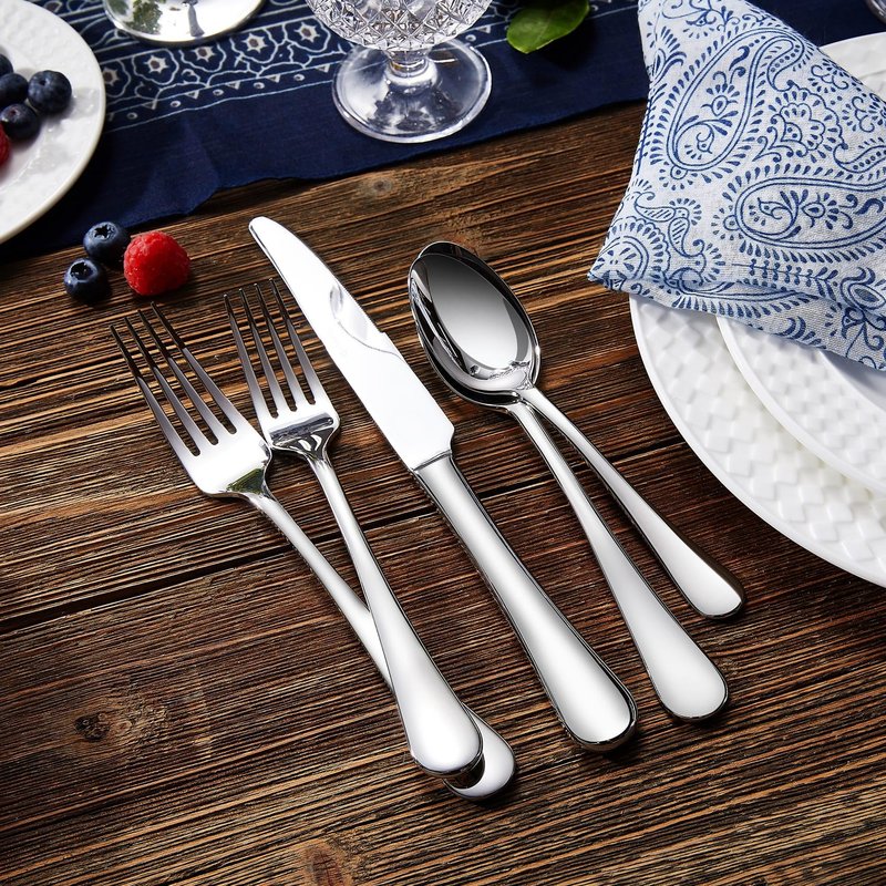 KEAWELL Premium Verona 20-Piece Silverware Set for 4, Heavy Duty – 18/10 Stainless Steel, Brilliant Mirror Finish, Smooth Edges, Dishwasher Safe (20, Silver)