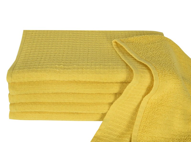 Candy Cottons Dish Towels|Kitchen Dish Cloths Two-Sided Waffle Terry|13x28 Inches 100% Cotton Dish Rags Washing Dishes|Super Absorbent Reusable Quick Drying Dish Towels| 6-Pc Set Lemon Yellow