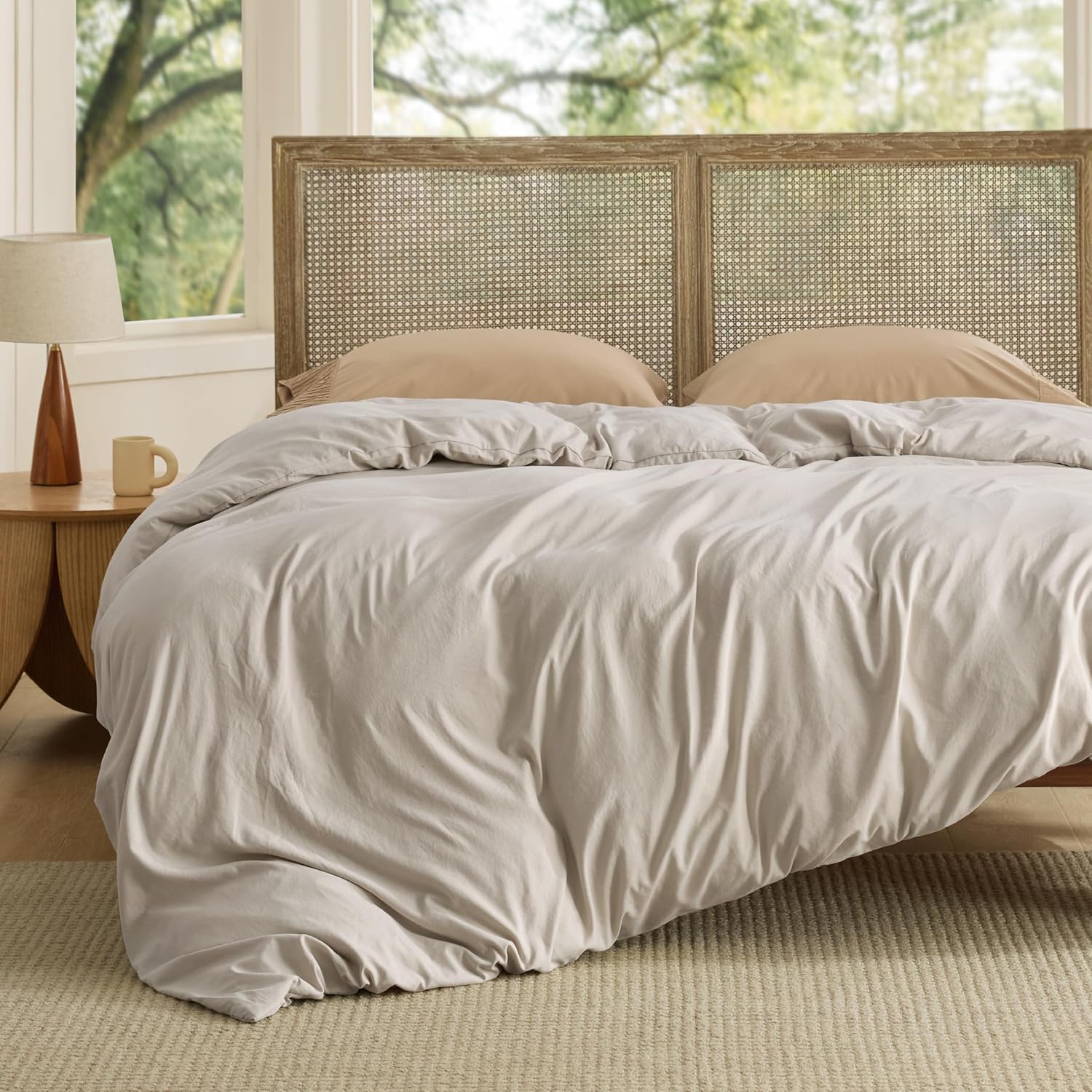 Bedsure California King Duvet Cover - Soft Prewashed Cotton-Like Polyester, 104x98 Inches, Zipper Closure