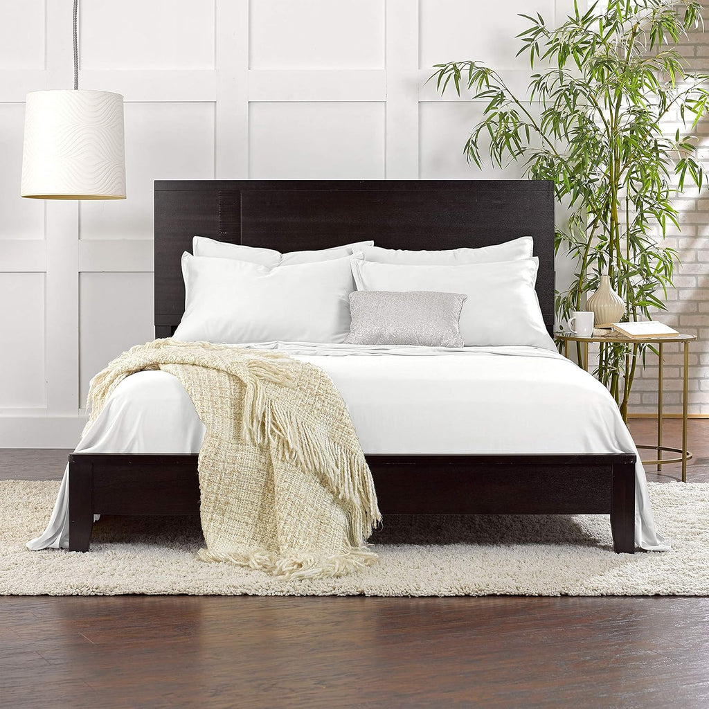 Pure Bamboo Queen Sheets - Luxuriously Soft & Cooling 100% Organic Viscose Bed Sheet Set | White, Double Stitching