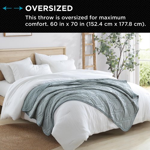 Brookstone Cooling Comfort Throw - Innovative Cooling Dual-Sided Throw - Oversized Cool Blanket for Hot Sleepers - Cooling Blankets for Sleeping - Nylon and Polyethylene Cooling Blanket - Green Milieu