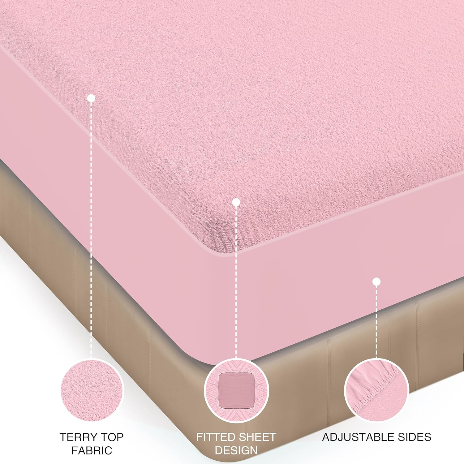 Utopia Bedding Waterproof Mattress Protector - Premium Terry Cover, Breathable Fitted Style (Pink, Crib)