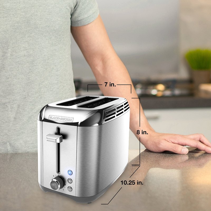 BLACK+DECKER 2-Slice Toaster, Rapid Toast, Stainless Steel, TR3500SD