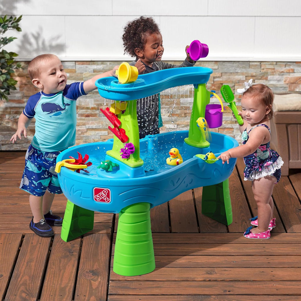 Step2 Rain Showers Water Table - Engaging Sensory Playset for Kids 1.5+ Years - Blue & Green, 13 Accessories