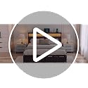 Queen Upholstered Platform Bed Frame with Storage Drawers & LED Headboard