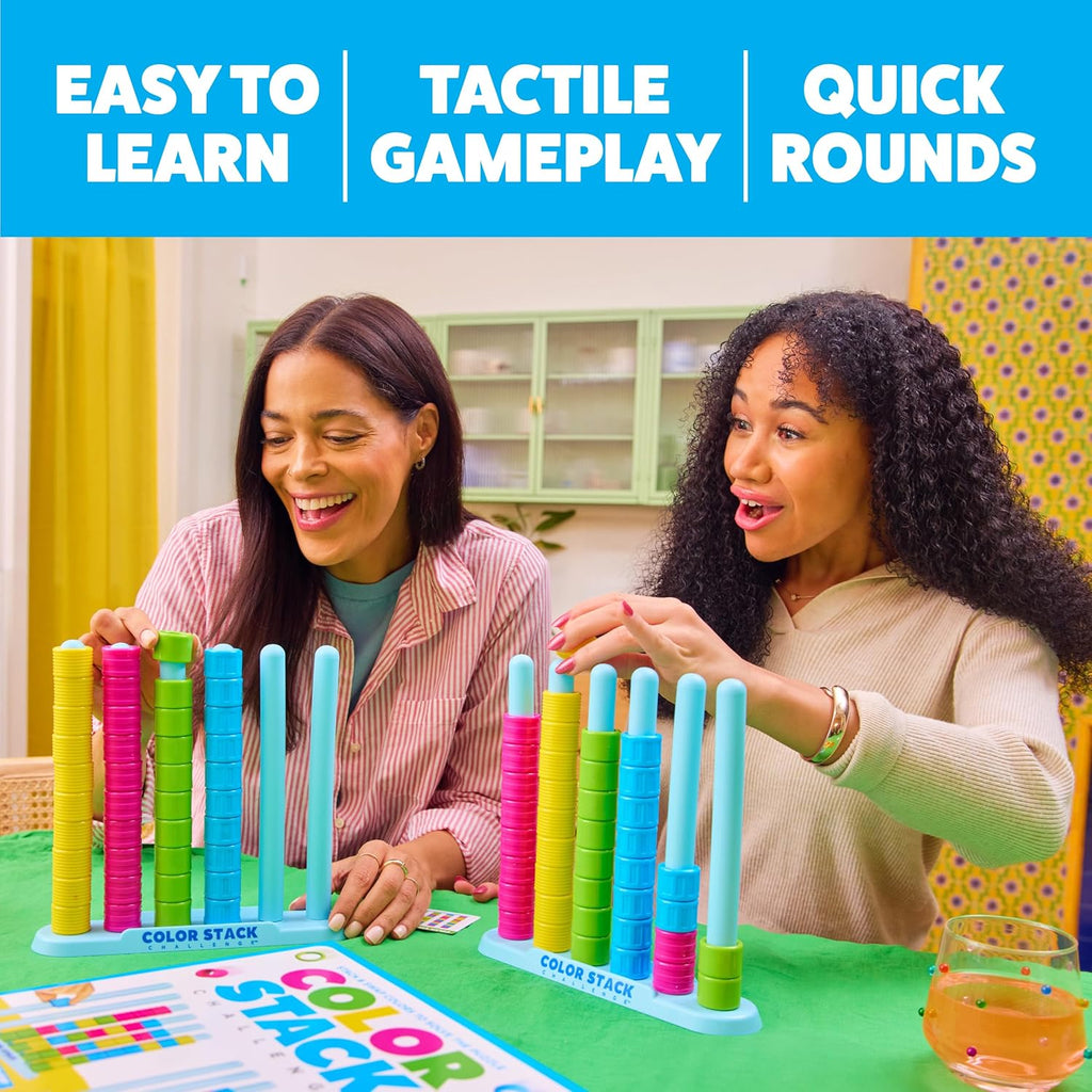 Relatable Color Stack Challenge - Fast-Paced Color Matching Puzzle Game for Family Fun | Includes 2 Stack Racks, 50 Challenge Cards, 80 Rings