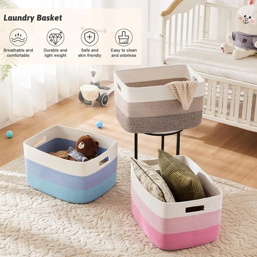 Artfeel Woven Blanket Basket - 65L Decorative Storage for Nursery, Toys, Laundry & Magazines