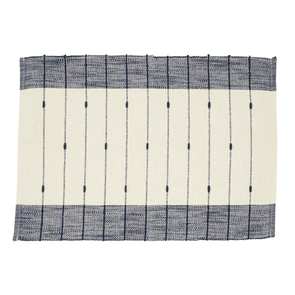 Saro Lifestyle Thin Stripe Placemats (Set of 12), Navy Blue, 14"x20"