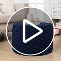 Round Ottoman Pouf, 20x14 Inch Foam Filled Foot Rest for Living Room