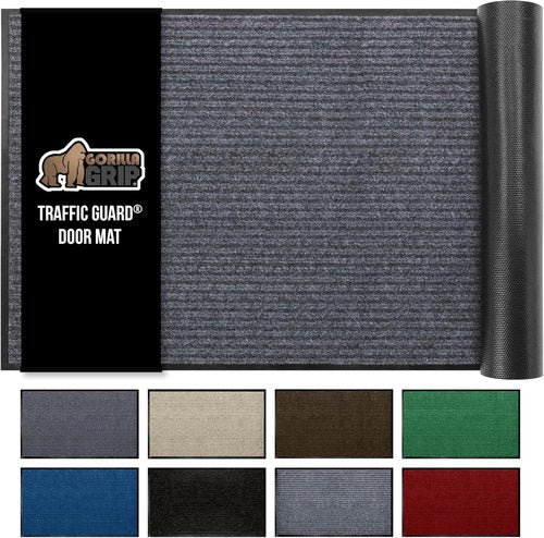 Gorilla Grip Waterproof Door Mat - Heavy Duty Entryway Rug with Strong Backing | 29x17, Charcoal Gray
