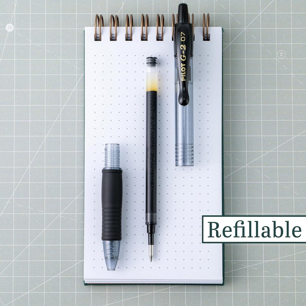 PILOT G2 Premium Gel Pens - Refillable & Retractable, Fine Point, Black Ink - 12 Count Pack
