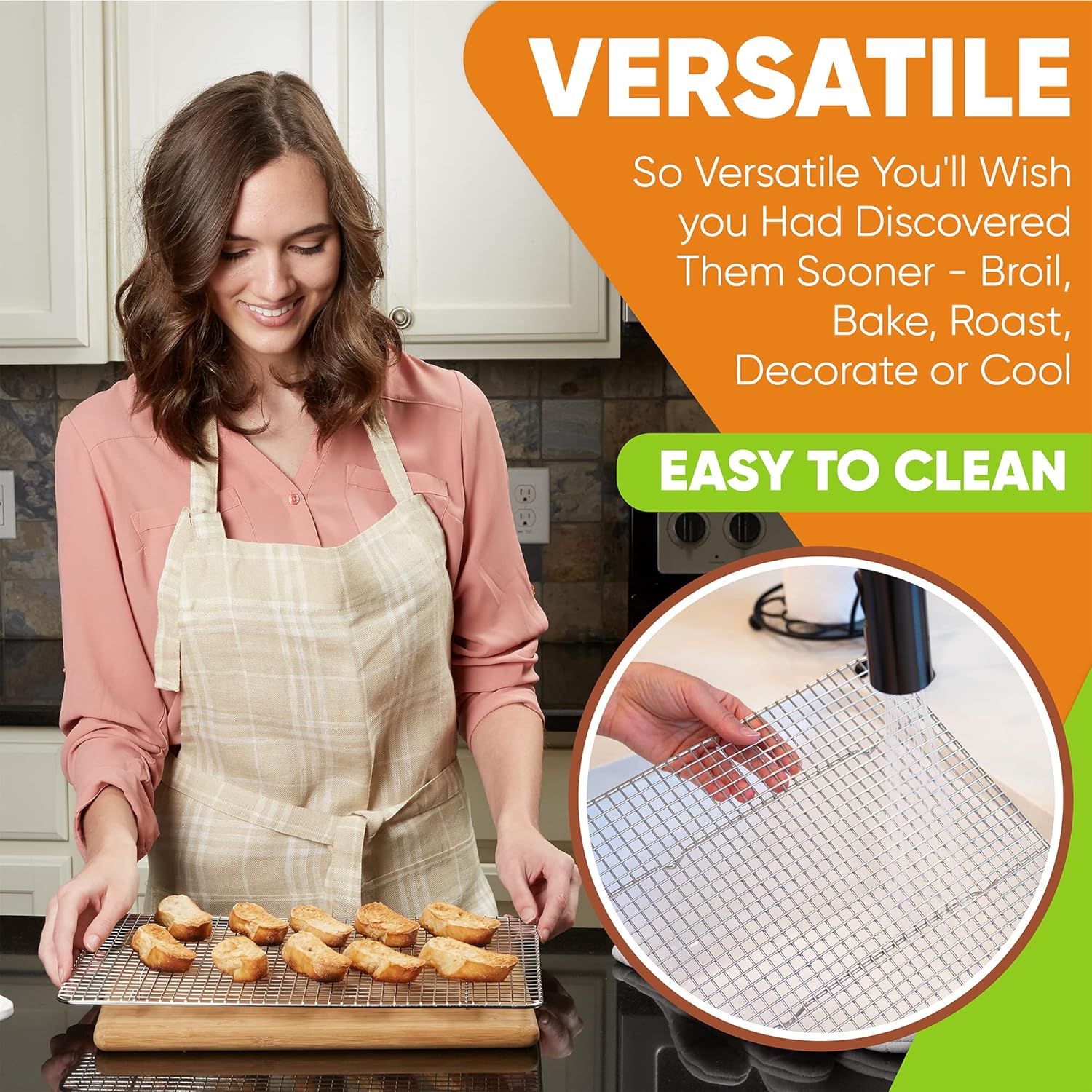 Spring Chef Stainless Steel Cooling Rack - Heavy Duty 10 x 15 Inch Baking Rack | Oven Safe & Dishwasher Safe