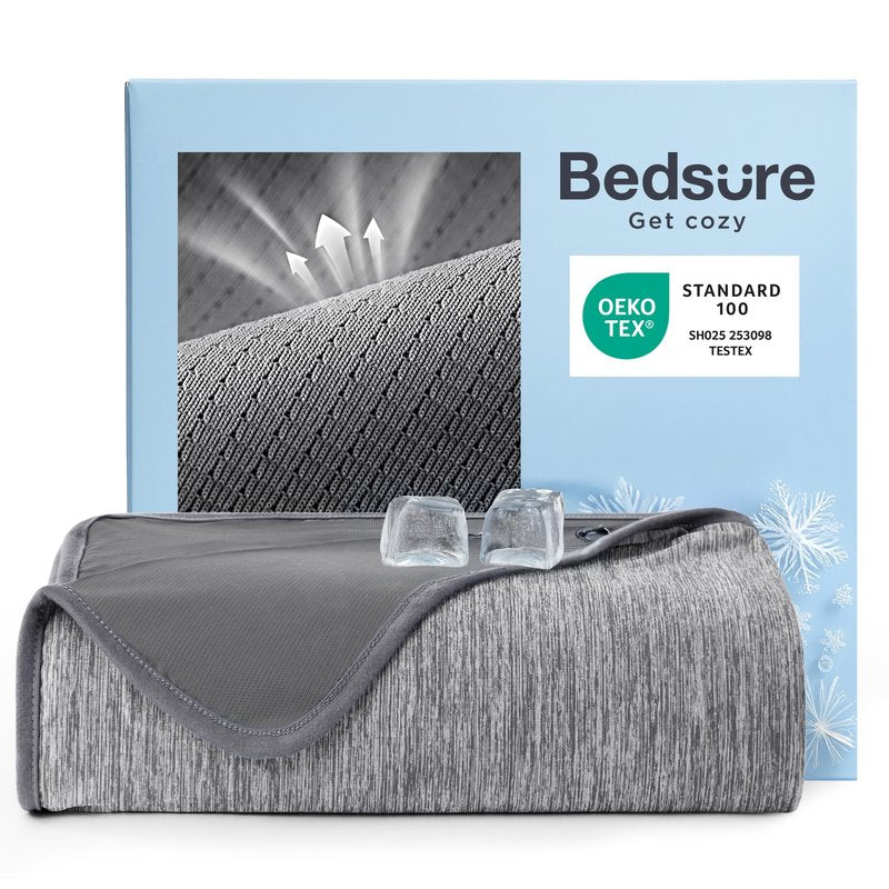 Bedsure Summer Cooling Blanket Twin XL for Hot Sleepers with Sports Mesh Design, Arc-Chill Q-Max 0.4 Lightweight Breathable Ice Cold Blankets for College Dorm, 60 x 90 Inches, Mesh Grey