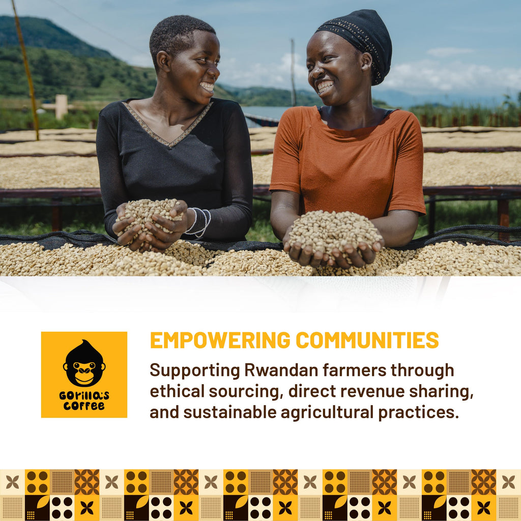 Gorilla's Coffee 100% Arabica - Medium Roast Ground Coffee, Fair Trade, Smooth, Balanced, Aromatic, Spice & Luscious Fruit Notes | Premium Rwandan Coffee | Rich, Flavorful, and Aromatic (500g/17.6oz)