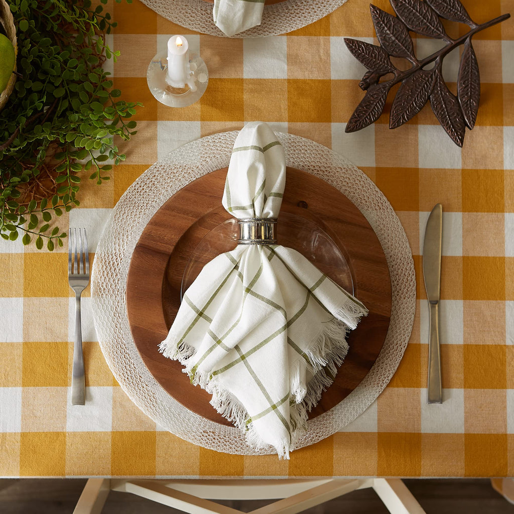 DII Buffalo Check Collection, Classic Farmhouse Tablecloth, 52 x 52, Honey Gold