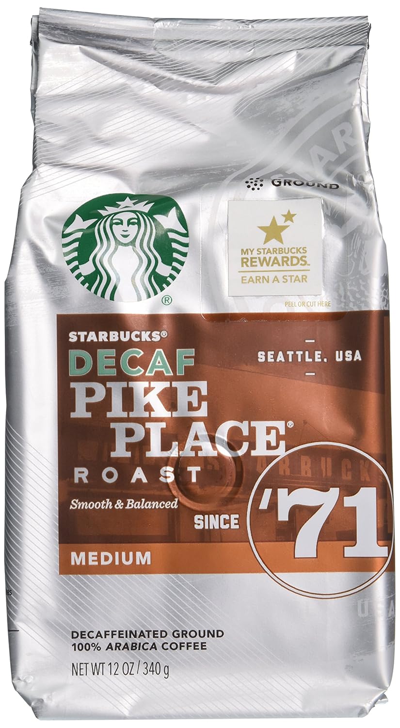 Starbucks Decaf Pike Place Roast - Ground Coffee, 12 oz Bag | Pack of 3 for Smooth Flavor