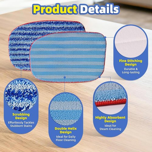 LOVECO Microfiber Mop Pads - 6 Pack Compatible with McCulloch Steam Cleaners | Reusable & Machine Washable