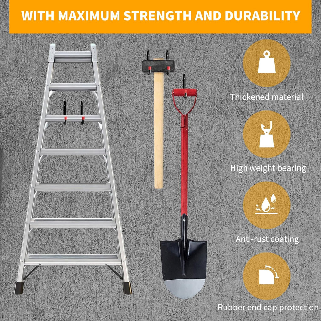 **Garage Hooks - Heavy Duty Utility Steel with EVA Foam Padding | 6 Pack Wall Mount Organizer for Bikes, Kayaks & Tools**