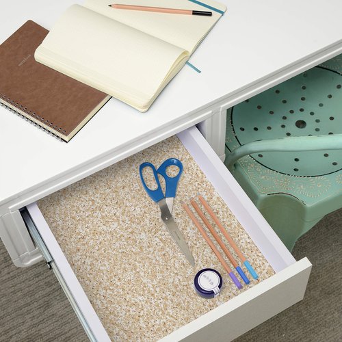 Con-Tact Brand Grip Prints Shelf Liner | Versatile, Durable Non-Adhesive Non-Slip Vinyl Drawer and Cabinet Liner in Beige Granite, 18" x 8', Pack of 4 Rolls