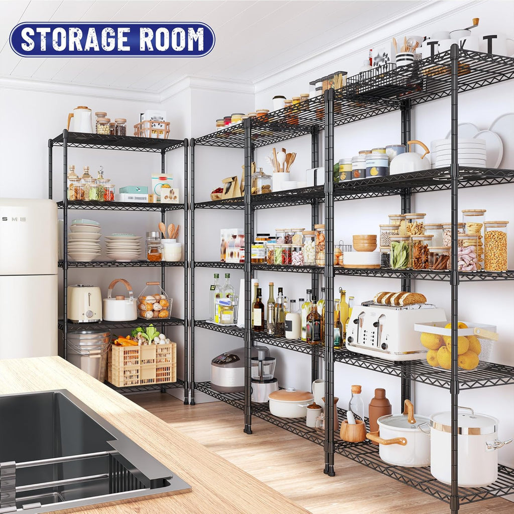 Romorgniz 5-Tier Adjustable Metal Shelving Unit - 1010LBS Capacity for Kitchen, Pantry, and Laundry | 59.4" H x 21.5" W x 13.6" D