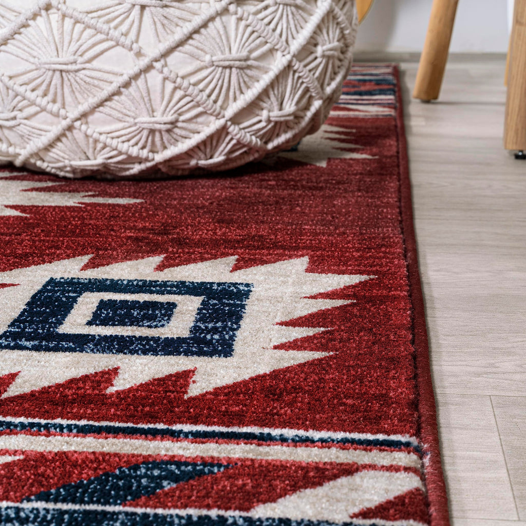JONATHAN Y Medallion Southwestern Indoor Area Rug 5X8 Red/Navy/Cream, Serape for Living Room, Bedroom, Kitchen, Office, Easy-Cleaning, High Traffic, Pet-Friendly, Non-Shedding SWC100A-5