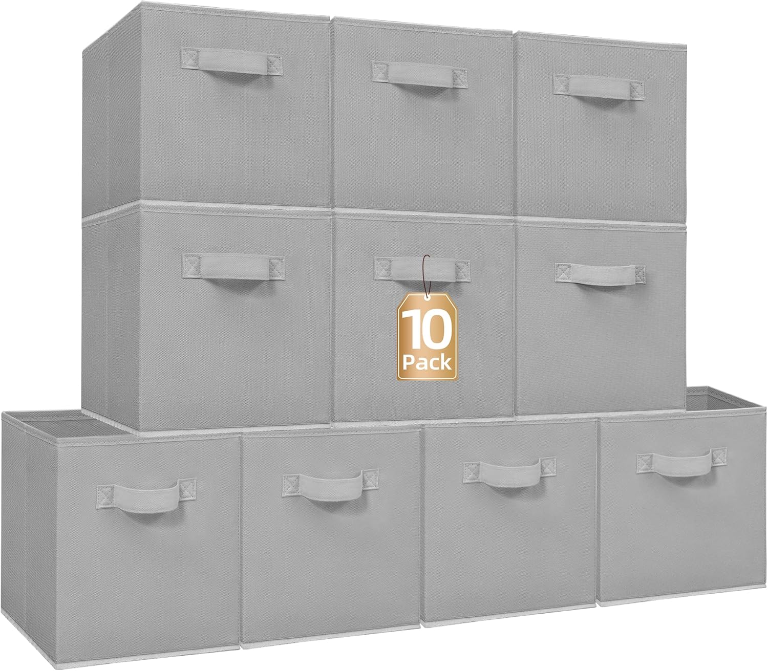 **Storage Maniac 11-Inch Collapsible Storage Cubes - Durable Fabric Bins for Closet & Organization | 10-Pack Grey**