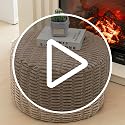 Round Foam Filled Pouf Ottoman, 20x14 Inch Fluffy Footrest Stool