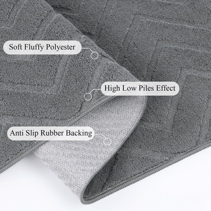 SHACOS Soft Fluffy Chevron Area Rugs 4'x5'3" Non Slip Washable High-Low Pile Textured Modern Geometric Wave Floor Rug Carpet for Living Room Bedroom Dining Room, Grey