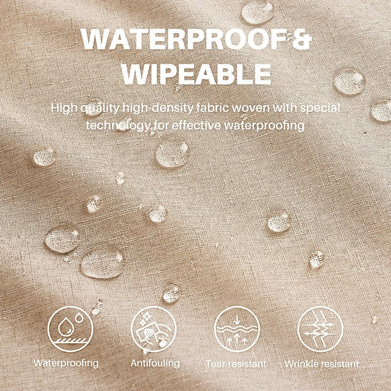 AUSSPVOCT Textured Linen 60 Inch Round Tablecloth Up to 48" Tables, Waterproof Spill-Proof Wipeable Round Table Cloth Wrinkle Free Circle Dining Tablecover for Birthday Farmhouse Spring Easter Decor