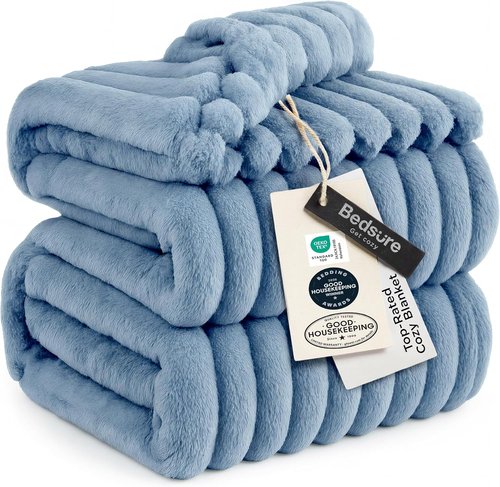 Bedsure GentleSoft Blue Full Blanket - Cozy Fleece Throw for Women | Perfect Birthday Gift, 84x90 Inches