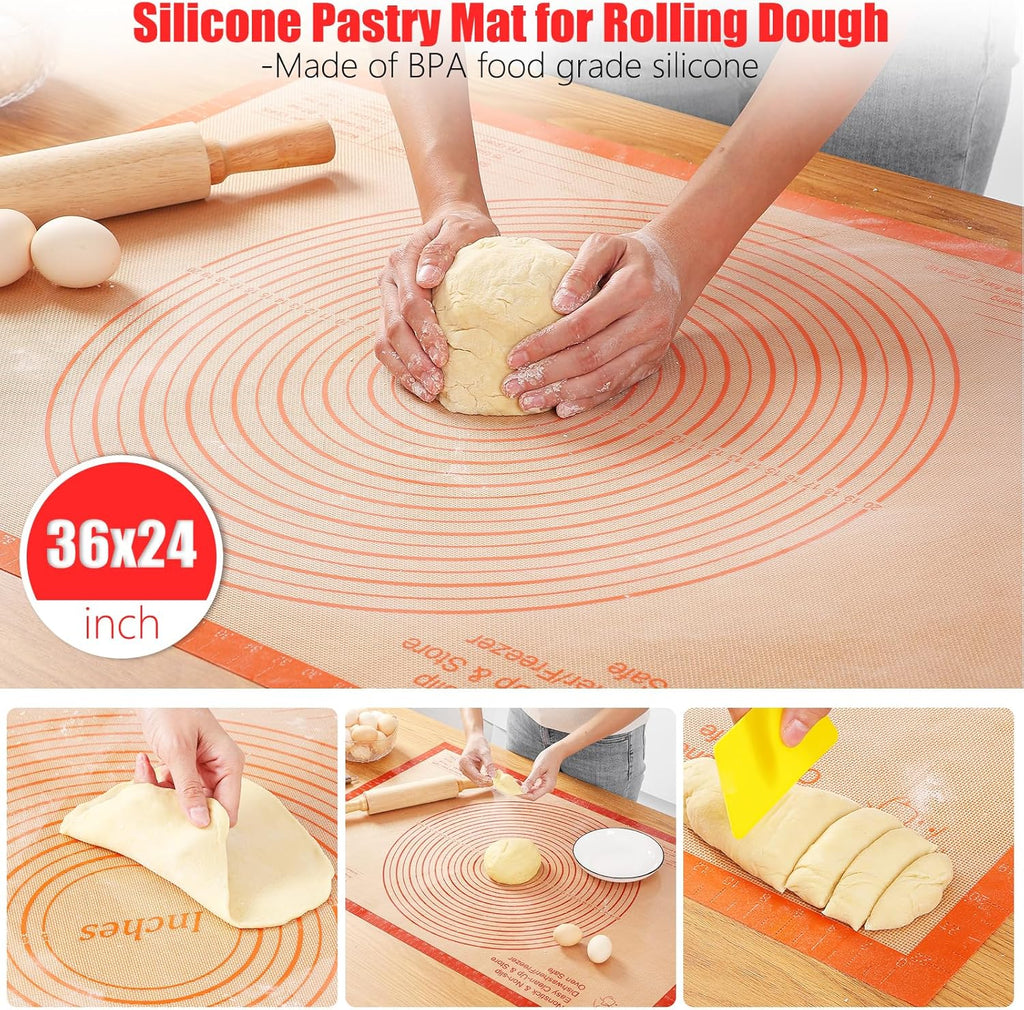 Silicone Pastry Mat - 36x24 Inch Nonstick Baking Surface for Dough, Pastry, Cookies & More