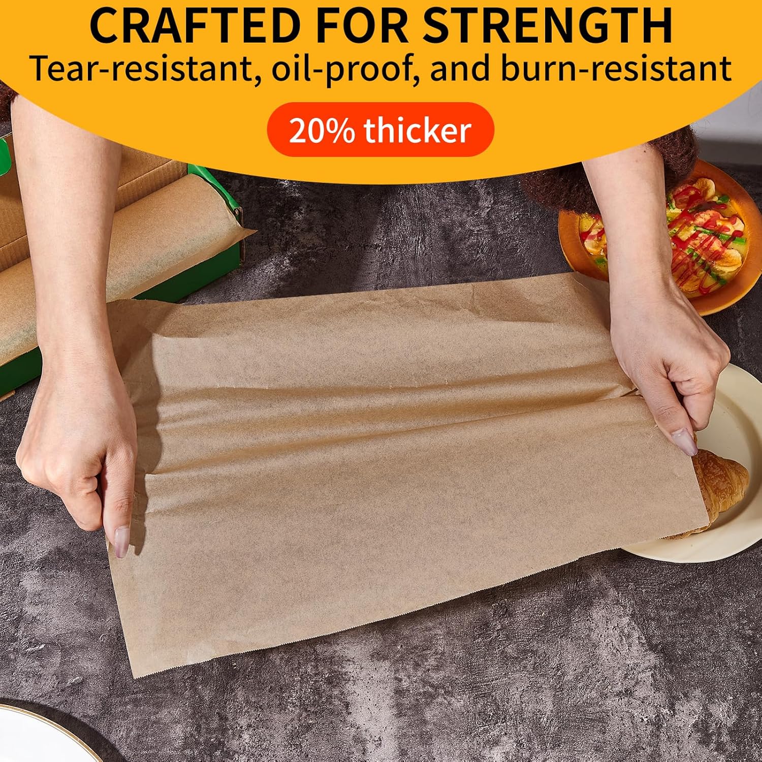 Unbleached Parchment Paper Roll - 15" x 210' Non-Stick Baking Paper | Heat Resistant & Food Grade Brown for Cooking and Grilling