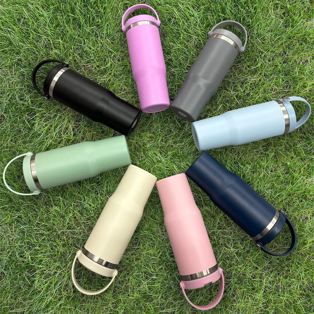 30 oz Tumbler with Top Handle, Double Wall Vacuum Insulated Tumbler with Flip Straw, Travel Coffee Mug 30oz Powder Coated Cup for Laser Engraving (Black,1 pack)