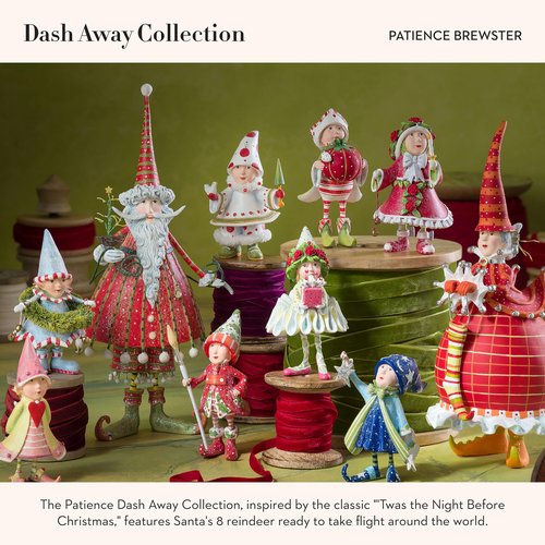 MACKENZIE-CHILDS Patience Brewster Dash Away Christmas Ornament, Indoor Christmas Tree Decoration for Holiday Decor Arrangement, Santa