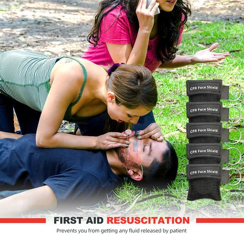 KONGDY 50pcs CPR Face Shield, CPR Pocket Mask Keychain with One-Way Valve Breathing Barrier