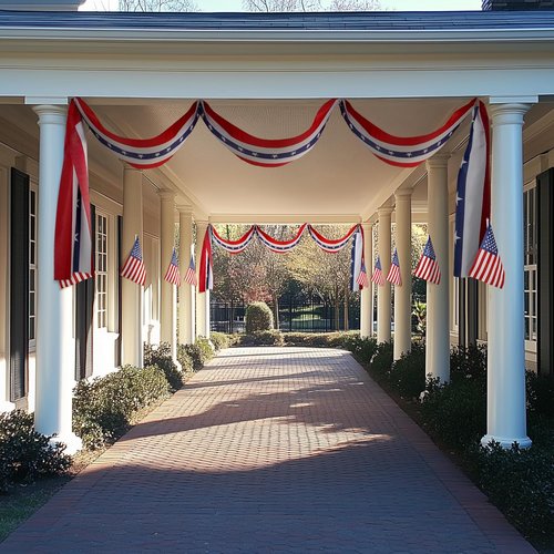MCJC Patriotic Door Decorations - American Flag Bunting & Star Garland for 4th of July Festivities
