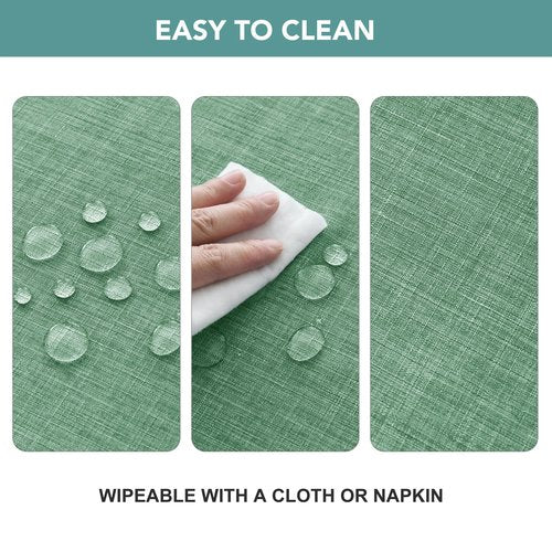 LUSHVIDA Outdoor Tablecloth with Umbrella Hole - Patio Table Cloth Zippered Rectangle 60x120 Inch, Sage Green Linen-Look Polyester Table Cover Water Resistant for Picnic Outside