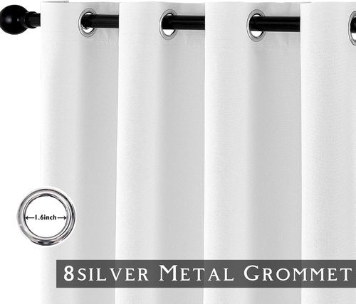 ChrisDowa 100% Blackout Curtains - Pure White Solid Drapes | 63 Inches Long, Thermal Insulated, 2 Panels