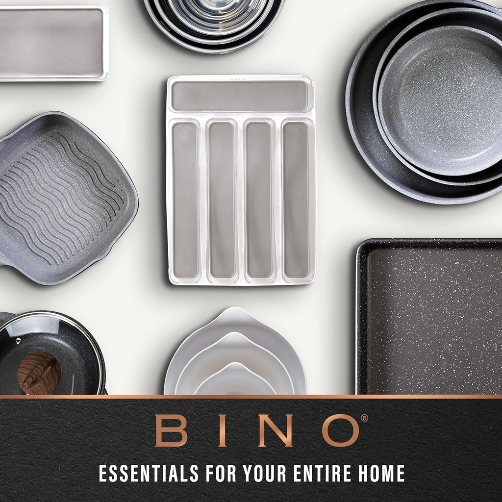 BINO Woven Plastic Basket - Stylish Natural Grey XS | 5-Pack for Space-Saving Home Organization