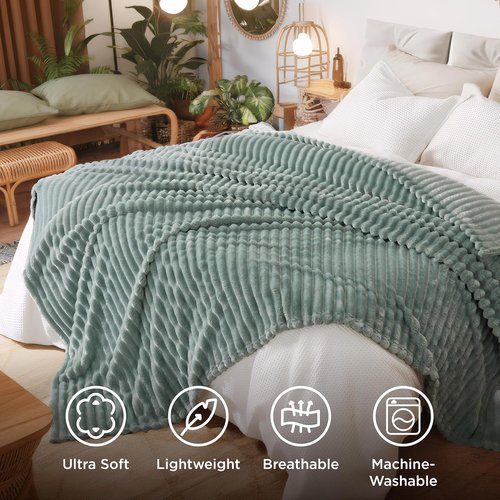 Bedsure GentleSoft California King Size Blanket - Cozy Sage Green Throw, 102x96 Inches
