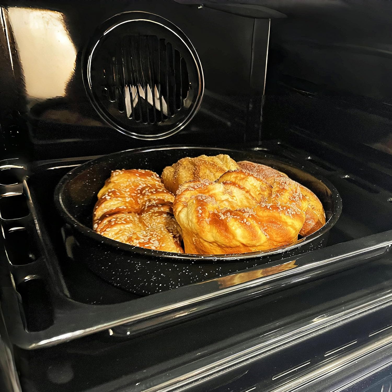 Skiennix Enamel Roasting Pan Set - 3-Pack Round Deep Baking Trays | Non-Toxic, High-Performance | 10"/12"/14" Sizes