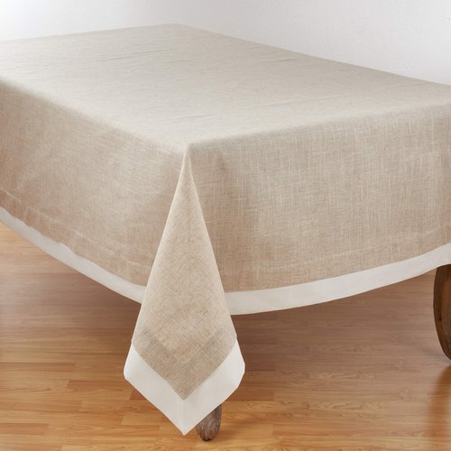 SARO LIFESTYLE 1982.N67160B Moldura Collection Double Layer Tablecloth 67" x 160" Natural