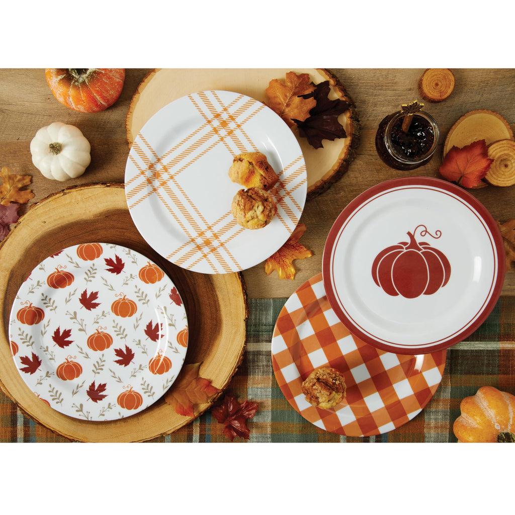 C.R. Gibson QAPS2-24068 Reusable Fall Plastic Plate Set for Thanksgiving, 9" Diameter, 4pcs
