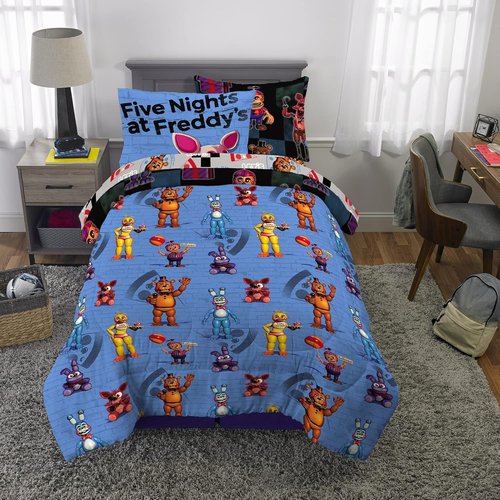 Franco Kids Bedding | Five Nights At Freddy's Super Soft Comforter & Sheet Set - Twin Size, 5 Pieces