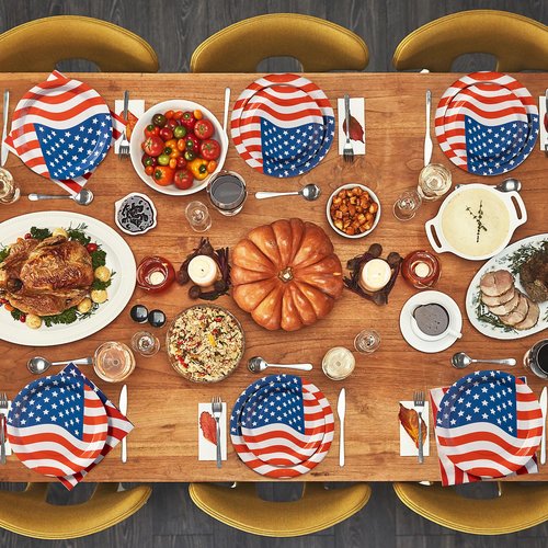 192PCS American Flag Patriotic Party Plates and Napkins Set Supplies for Veterans, Election, 4th of July, Independence Day Decorations, BBQ, Picnic, Summer Celebration Serves 48 Guests