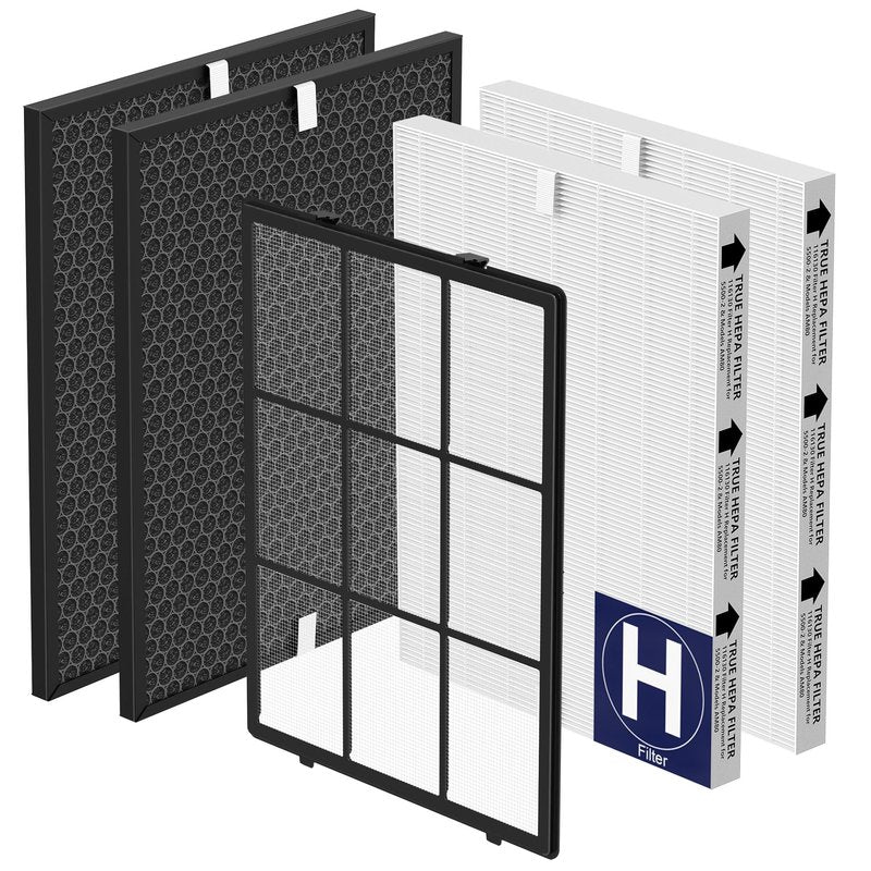 Elnuliros 116130 Replacement Filter H Compatible with Winix 5500-2 Plasmawave Air Puri-Fier and Models Am80, Include 2 True HEPA Filter H and 2 Activated Carbon Pre-Filters and 1 Washable Pre-Filter