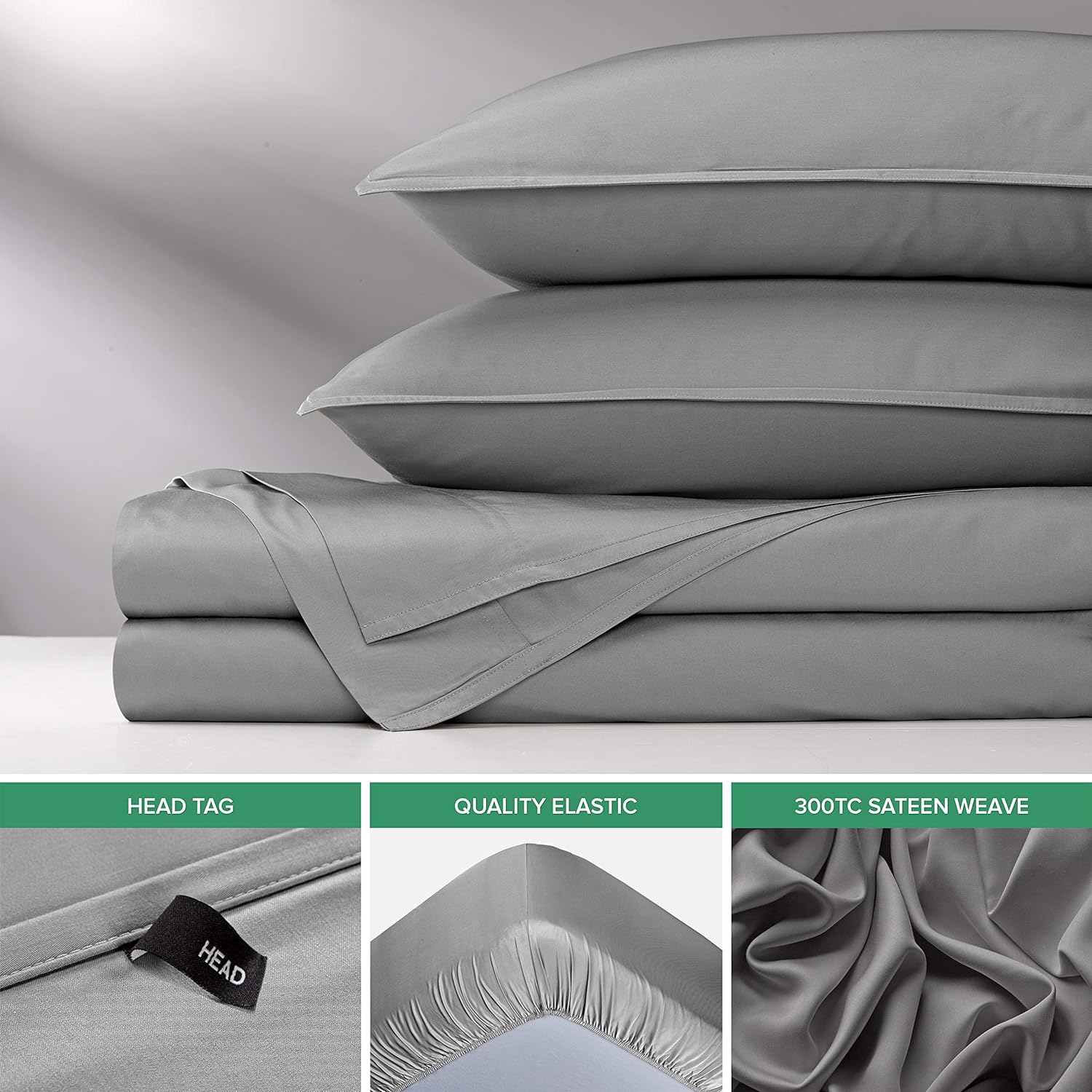 Pure Bamboo Short Queen Sheets - 100% Organic Viscose, Soft & Cooling Bed Set | 60"x75", Stone Grey