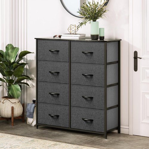 DWVO Fabric Dresser - 8 Drawer Chest for Bedroom & Living Room Storage Solutions